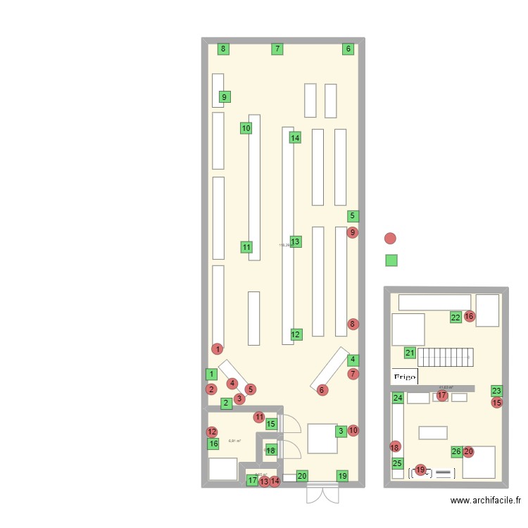 SBS FOOD. Plan de 5 pièces et 168 m2