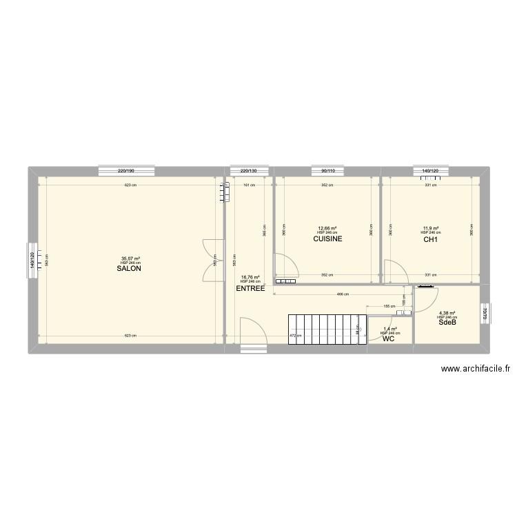 VIGNAU JP. Plan de 6 pièces et 82 m2