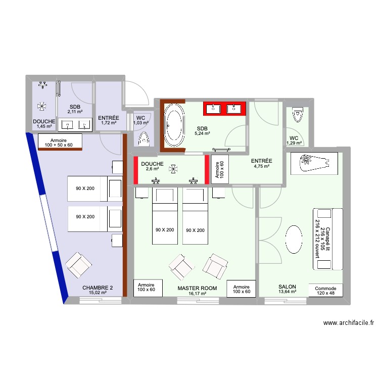 REZ-DE-JARDIN SYLVIE. Plan de 11 pièces et 65 m2