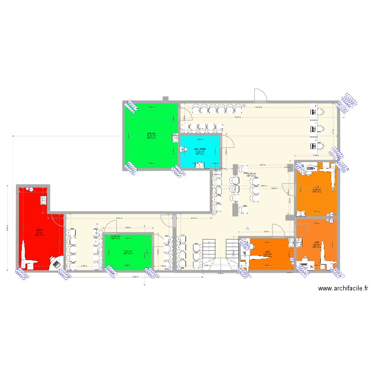 TOULOUN. Plan de 9 pièces et 155 m2