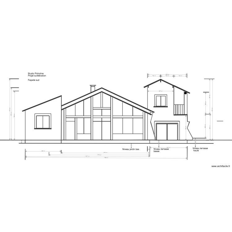 Studio Picholine Projet sur&eacute;l&eacute;vation Fa&ccedil;ade Sud 2. Plan de 0 pièce et 0 m2