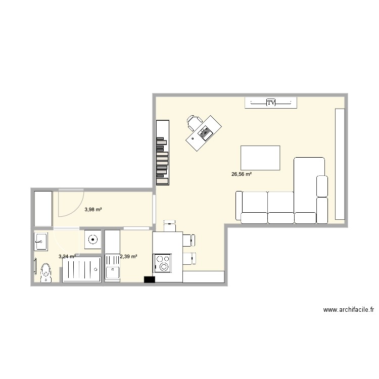 Beghin churchill v2. Plan de 4 pièces et 36 m2