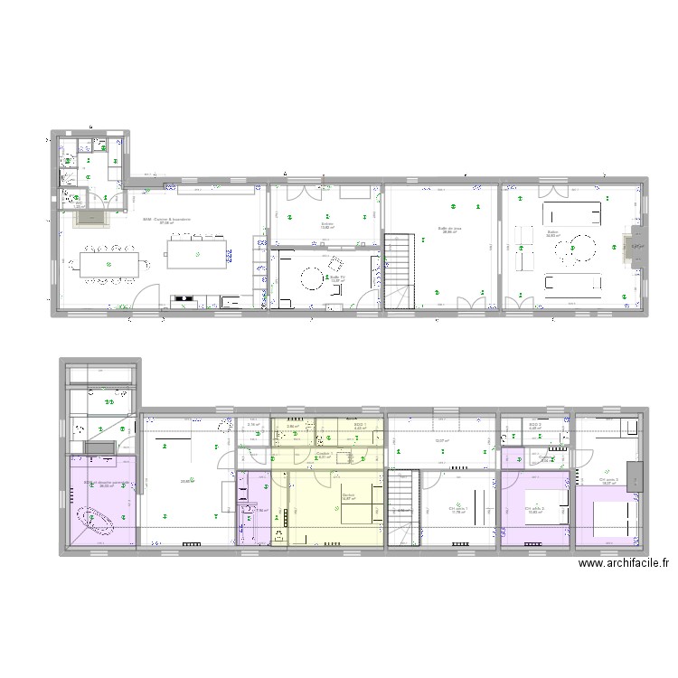 Norolles modifié plans février 2023. Plan de 22 pièces et 306 m2