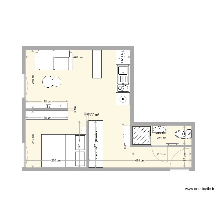 Studio boule rouge V2 test. Plan de 0 pièce et 0 m2