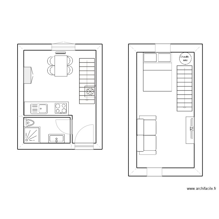 Appt Cluses plan initial. Plan de 3 pièces et 31 m2