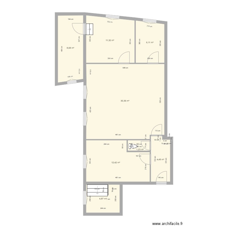 ARGENTEUIL F3 Robert. Plan de 8 pièces et 79 m2