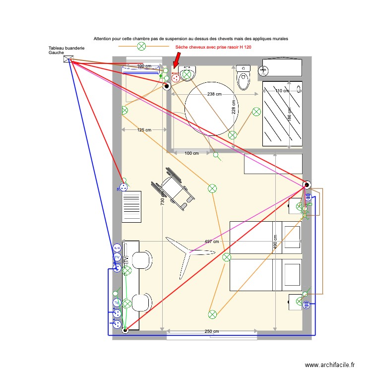 chambre D façade handicap Etage 1 élec du 22 02 20. Plan de 0 pièce et 0 m2