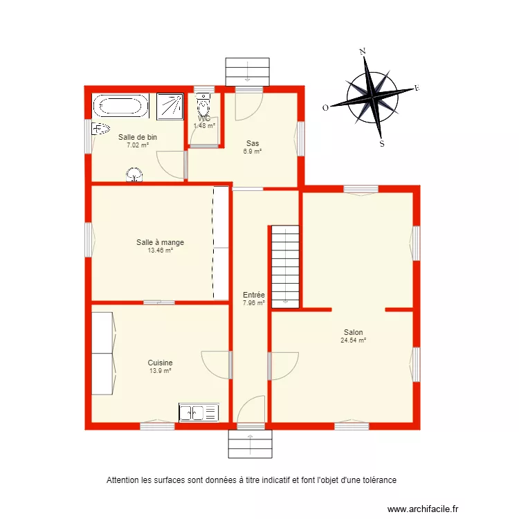BI 3252 rdc non c&ocirc;t&eacute;. Plan de 