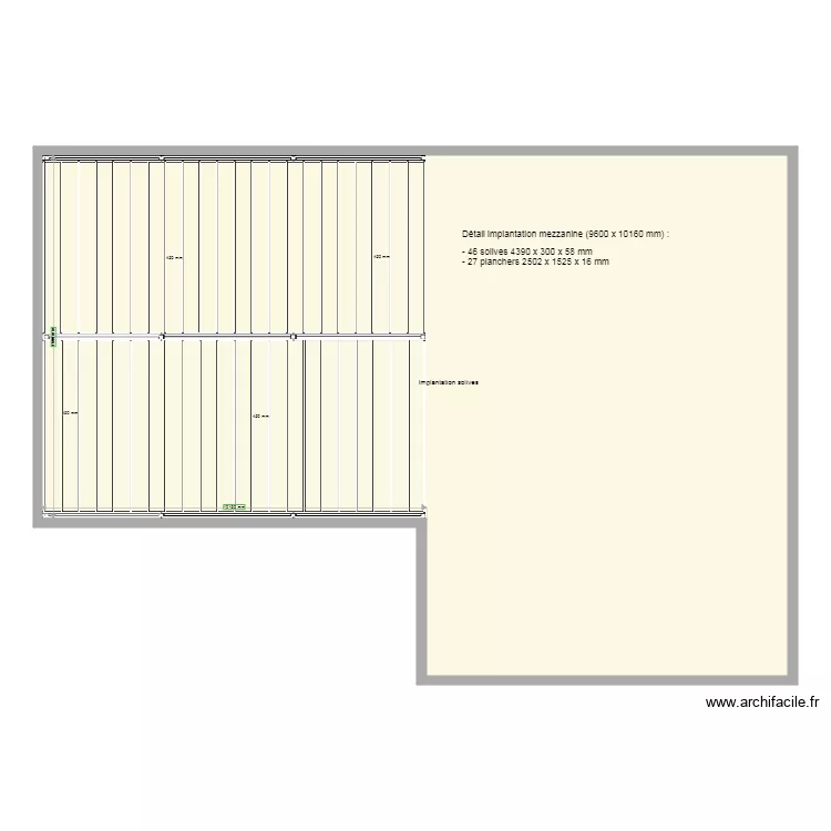 Mezzanine PSI implantation. Plan de 