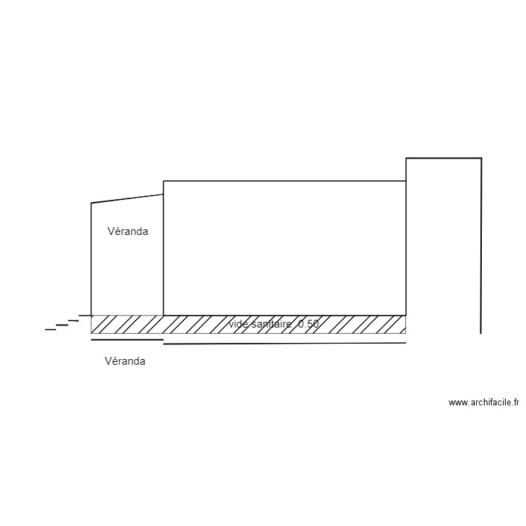 facade SUD  chalet 60. Plan de 1 pièce et 16 m2