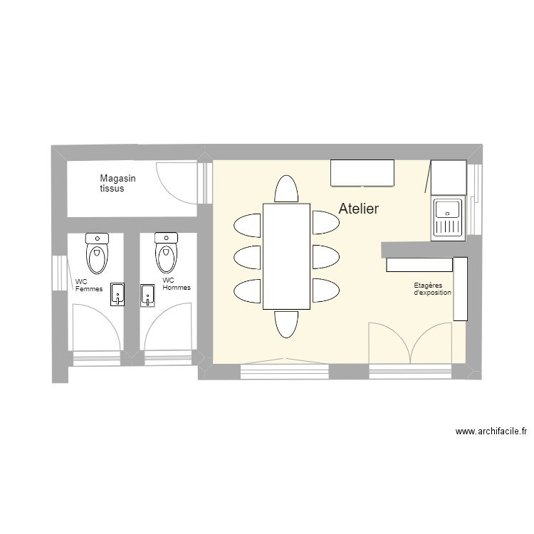 Atelier Ouarzazate. Plan de 1 pièce et 15 m2