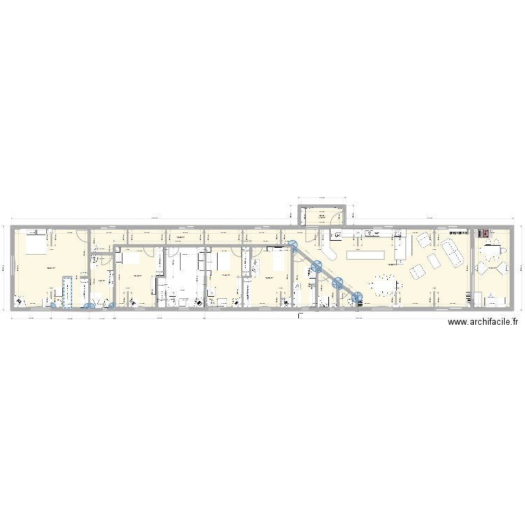 HAG44. Plan de 10 pièces et 217 m2