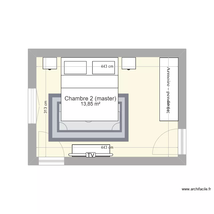 Marceau chambre 2 - master. Plan de 
