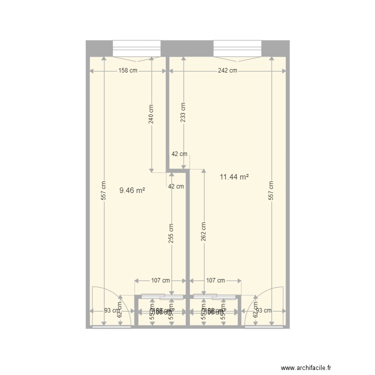 Amévoh. Plan de 4 pièces et 22 m2