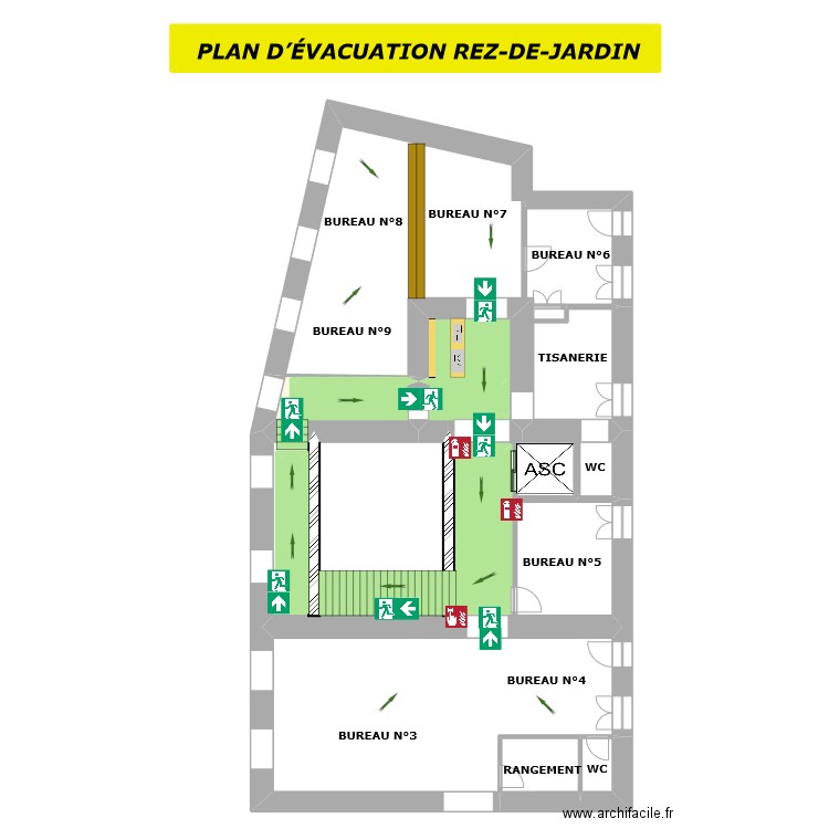 BUREAU CCPN 1 ETAGE EVAC. Plan de 11 pièces et 182 m2