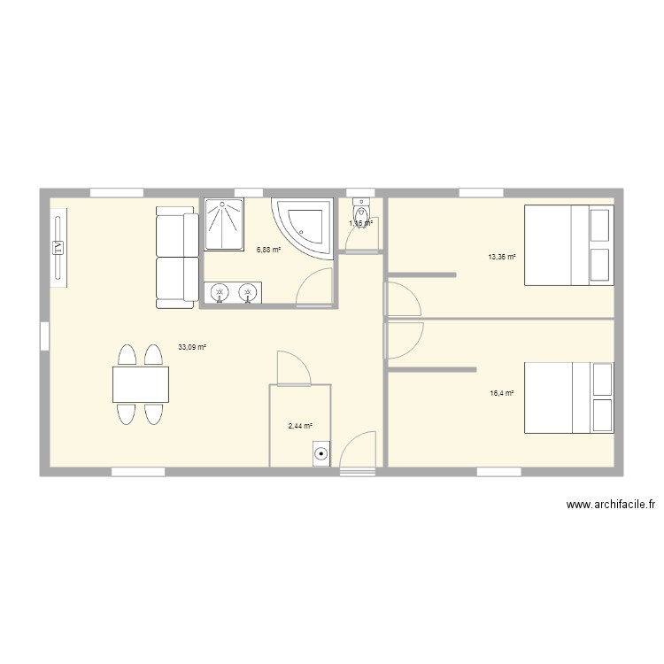 Maison Malorie2. Plan de 6 pièces et 73 m2