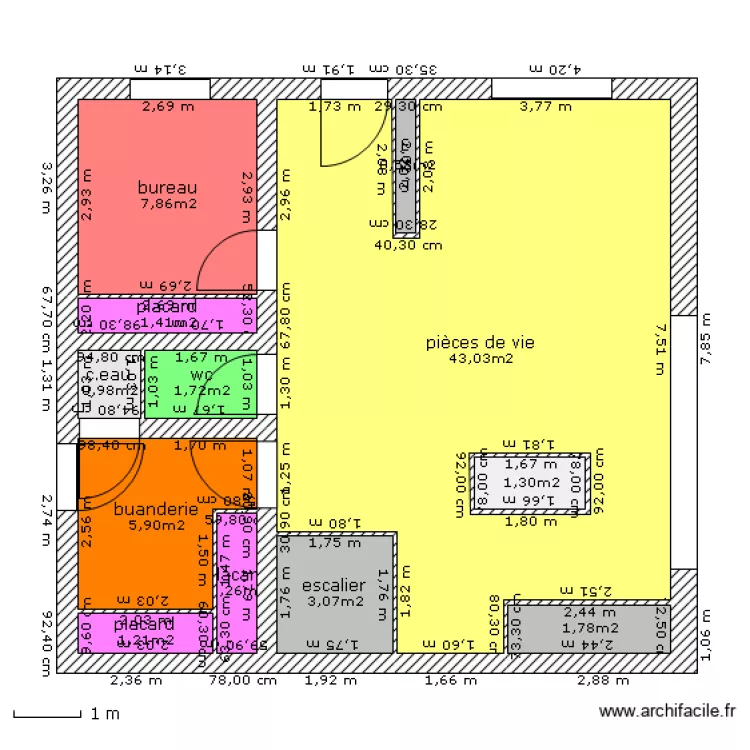 maison RDC couleur. Plan de 
