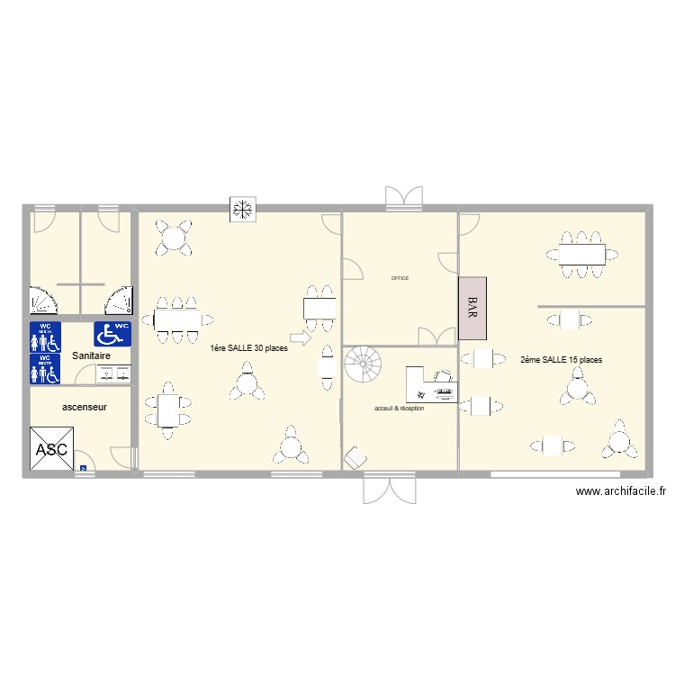 salle restau . Plan de 0 pièce et 0 m2