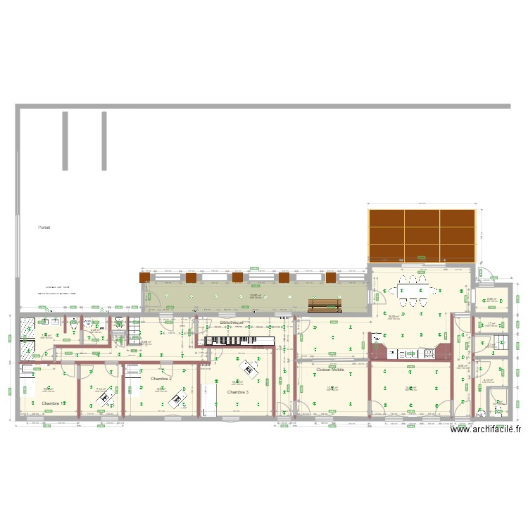 Bâtiment Voltaire RDC  V004. Plan de 19 pièces et 187 m2