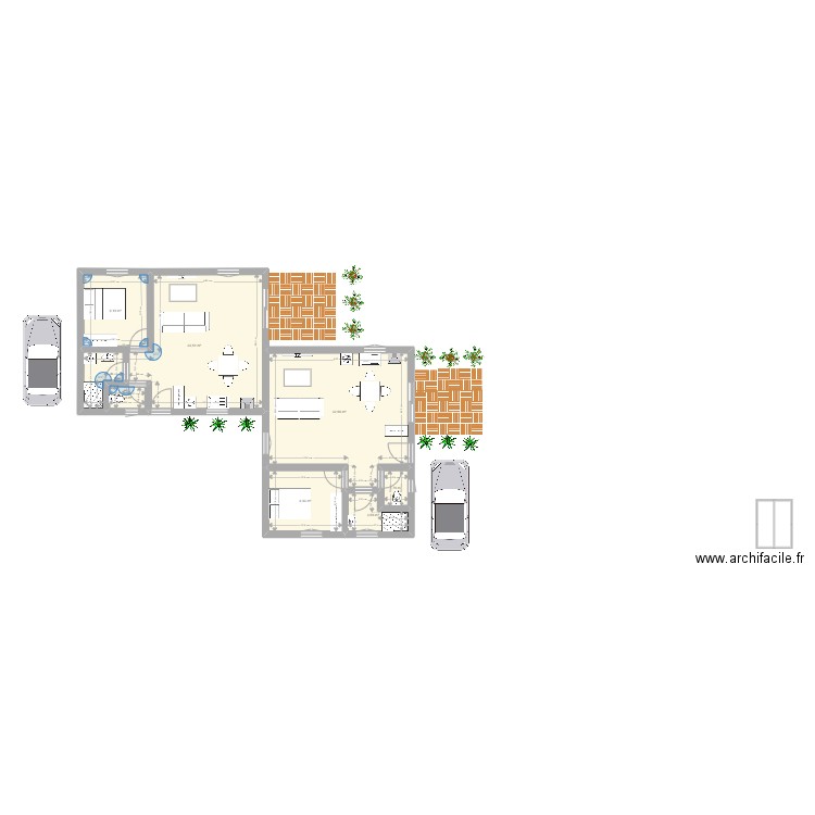 maison double . Plan de 7 pièces et 92 m2