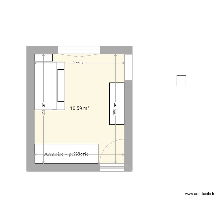 bureau. Plan de 1 pièce et 11 m2