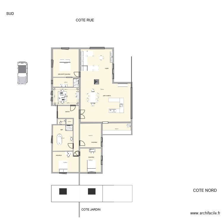 plan en T . Plan de 0 pièce et 0 m2