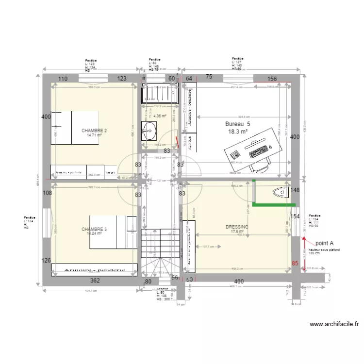 maison &eacute;tage avec wc &eacute;tage V21. Plan de 