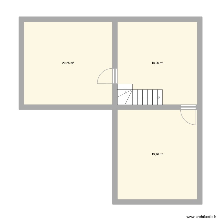 1er Renée. Plan de 3 pièces et 58 m2