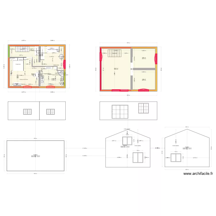 maison martres tolosane. Plan de 5  et 92 m²