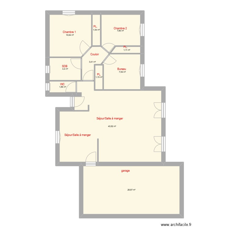 Logement LETRILLARD. Plan de 11 pièces et 113 m2