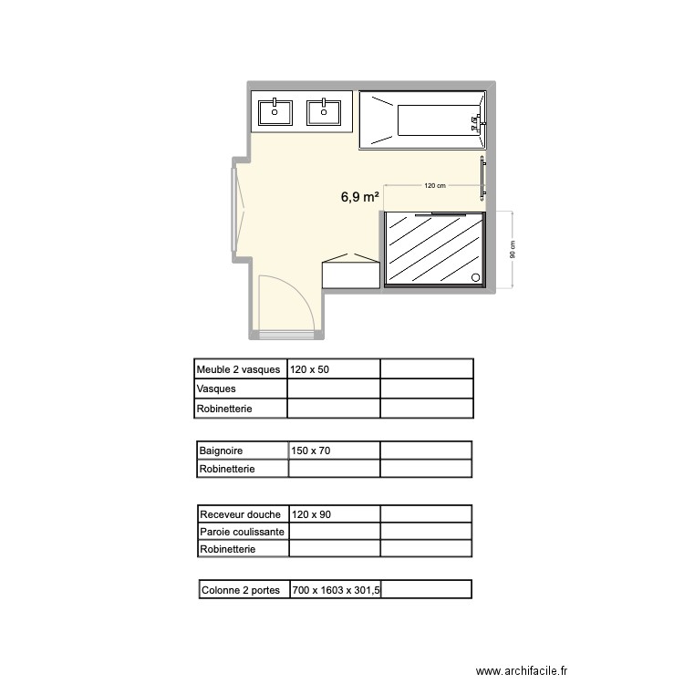 salle de bains 3. Plan de 1 pièce et 7 m2