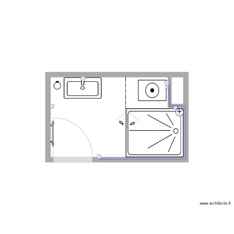 SdB Mapi 1_ Elec. Plan de 2 pièces et 5 m2