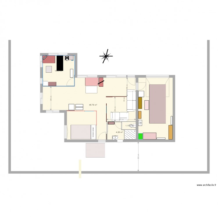 1 chambre 62m nuit. Plan de 0 pièce et 0 m2