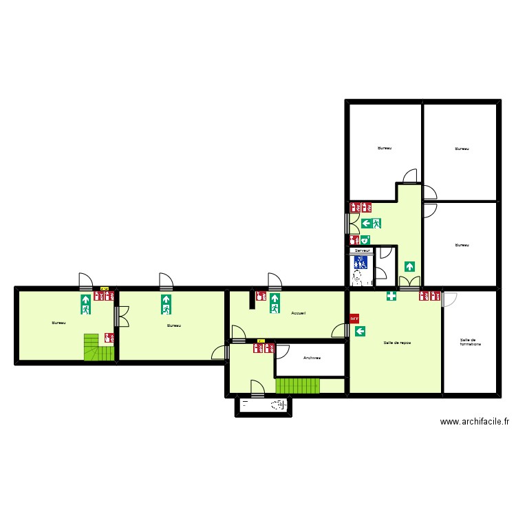 ABCD Rez de chaussée 2. Plan de 14 pièces et 238 m2