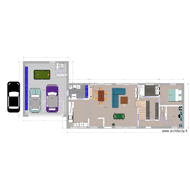 MAISON BEAUFORT RDC. Plan de 9 pièces et 140 m2