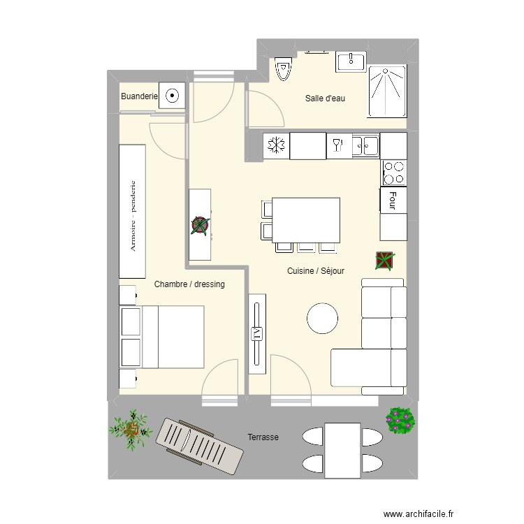 F2 Soultzmatt. Plan de 8 pièces et 55 m2