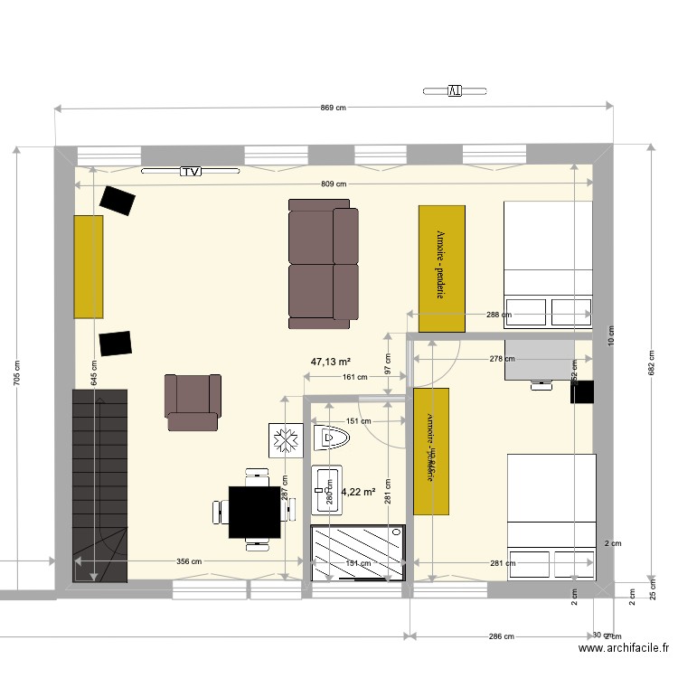 greniefr2. Plan de 2 pièces et 51 m2