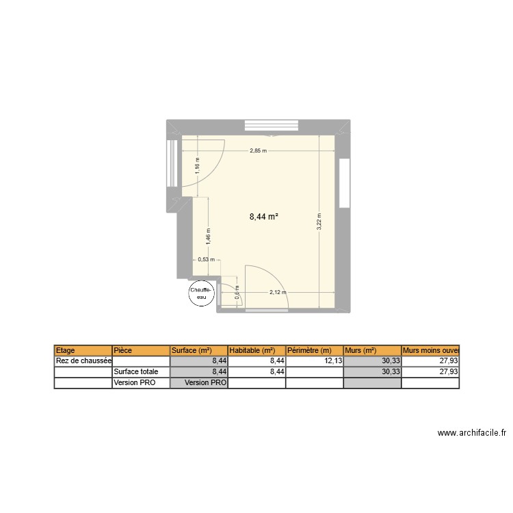 Cuisine été. Plan de 1 pièce et 8 m2
