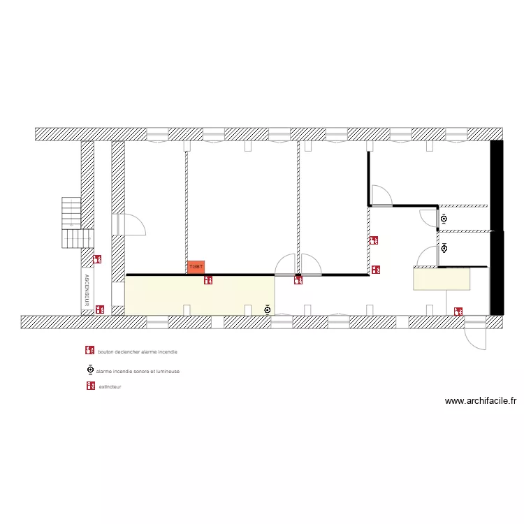 MAISon sante alarme incendie. Plan de 