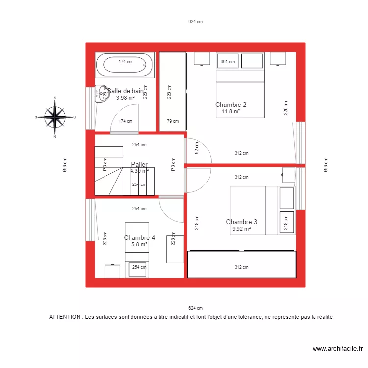 BI 1770 1er &eacute;tage cot&eacute;. Plan de 