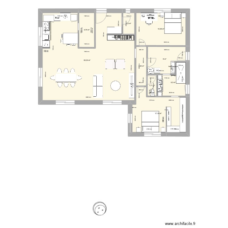 maison pougny. Plan de 9 pièces et 121 m2