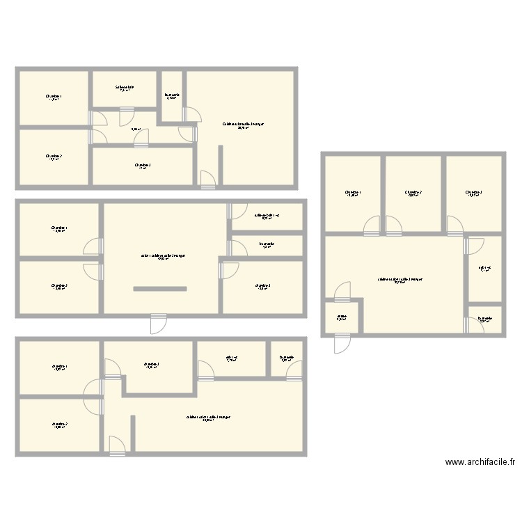 projet maison. Plan de 26 pièces et 371 m2