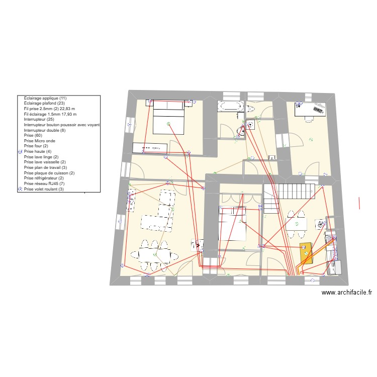 Maison 2. Plan de 23 pièces et 210 m2