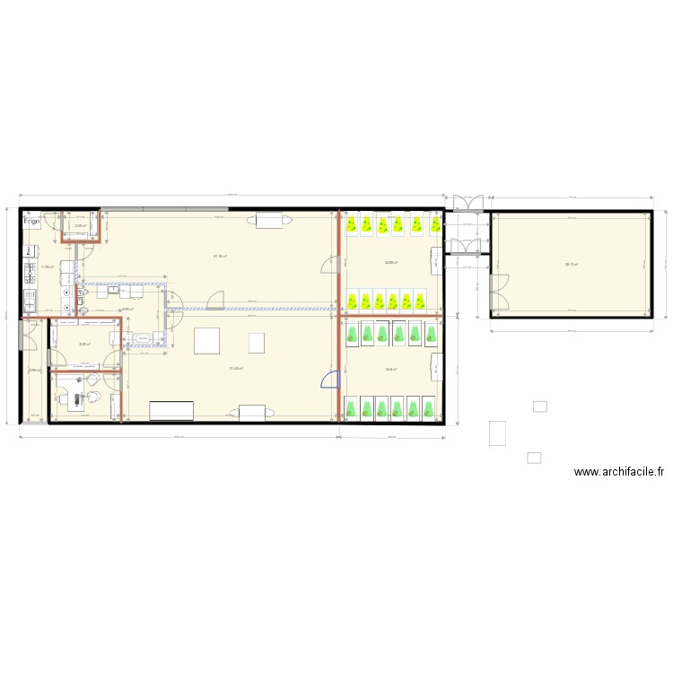 creche 12 avec bureau intérieur et entrée façade. Plan de 0 pièce et 0 m2