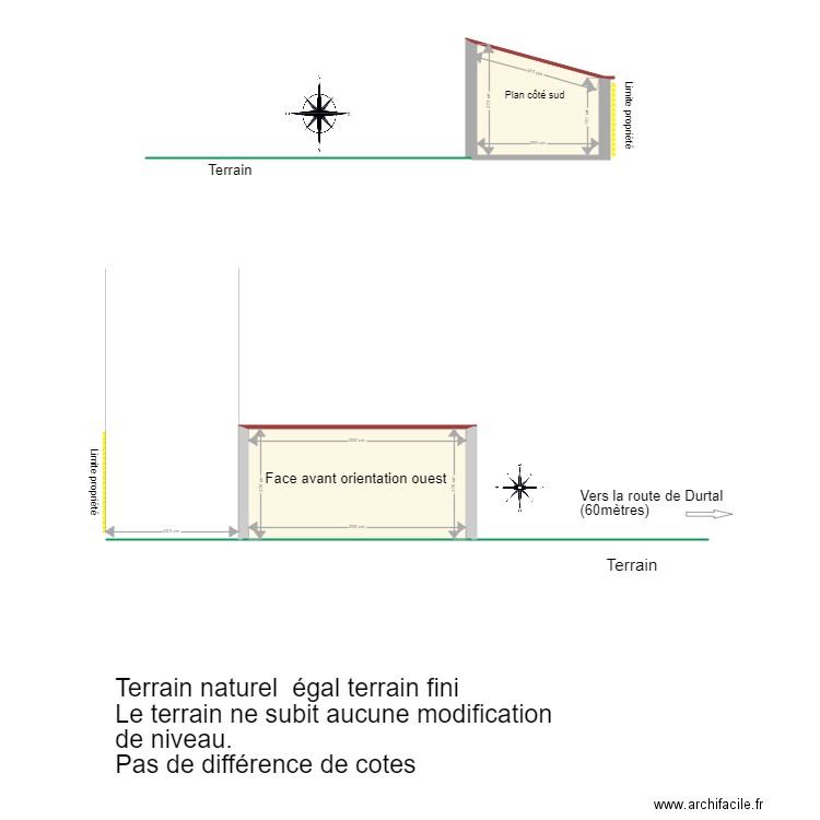 Coupe avec terrain. Plan de 0 pièce et 0 m2