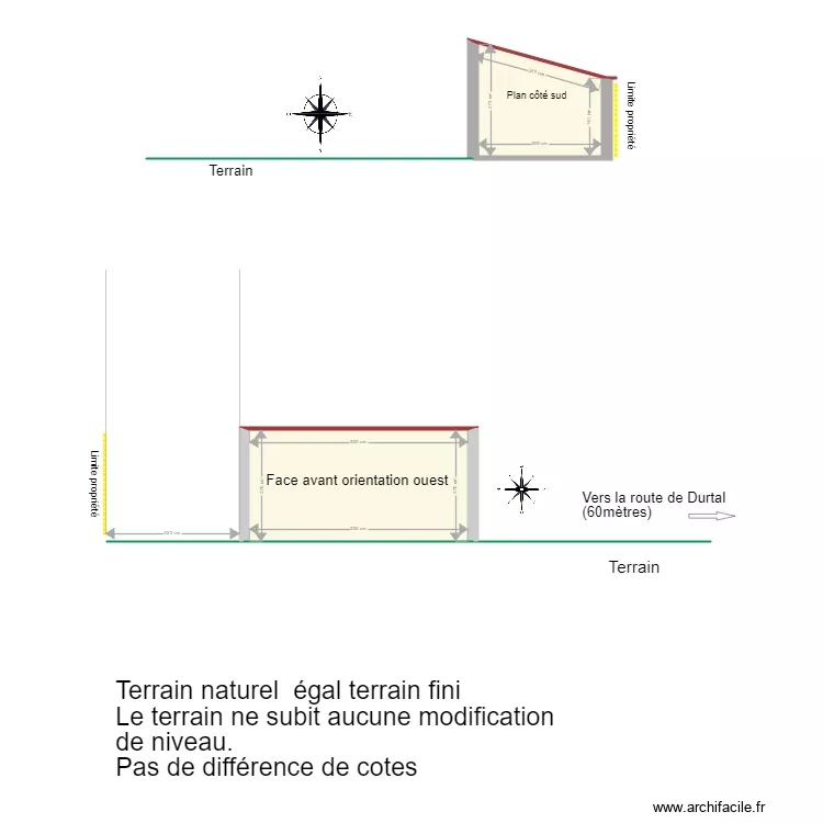 Coupe avec terrain. Plan de 