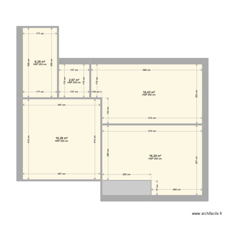 Appartement R+2 1. Plan de 6 pièces et 60 m2