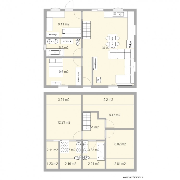 plan maison 1 facade