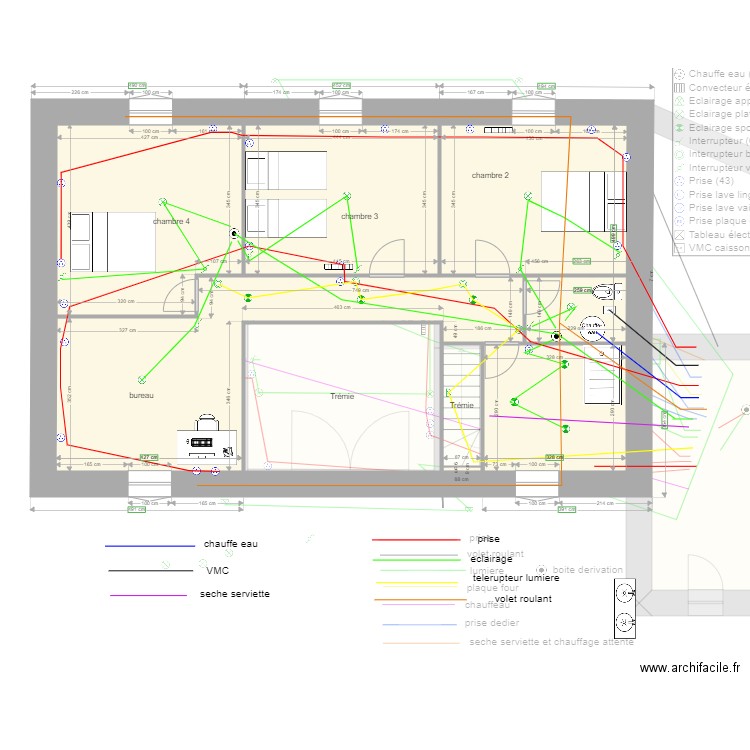 gite de la soupeze electricité. Plan de 16 pièces et 222 m2