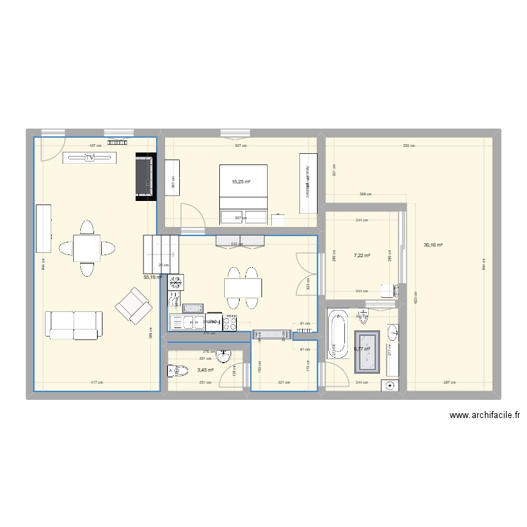 rapport de stage . Plan de 6 pièces et 118 m2